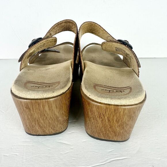 Dansko Sophie Tooled Leather Sandal Clog Size 41 US 10.5-11 Brown Buckle Comfort - Picture 6 of 10